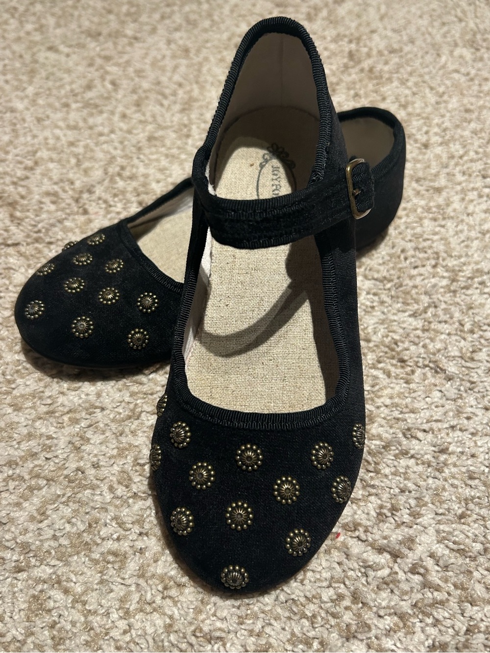 Joyfolie Hazel Black Studded Mary Jane